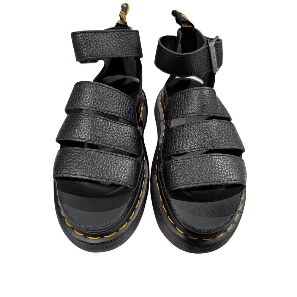 Dr. Martens Clarissa II Quad Womens 6 Leather Platform Black Buckle Sandals NWOB